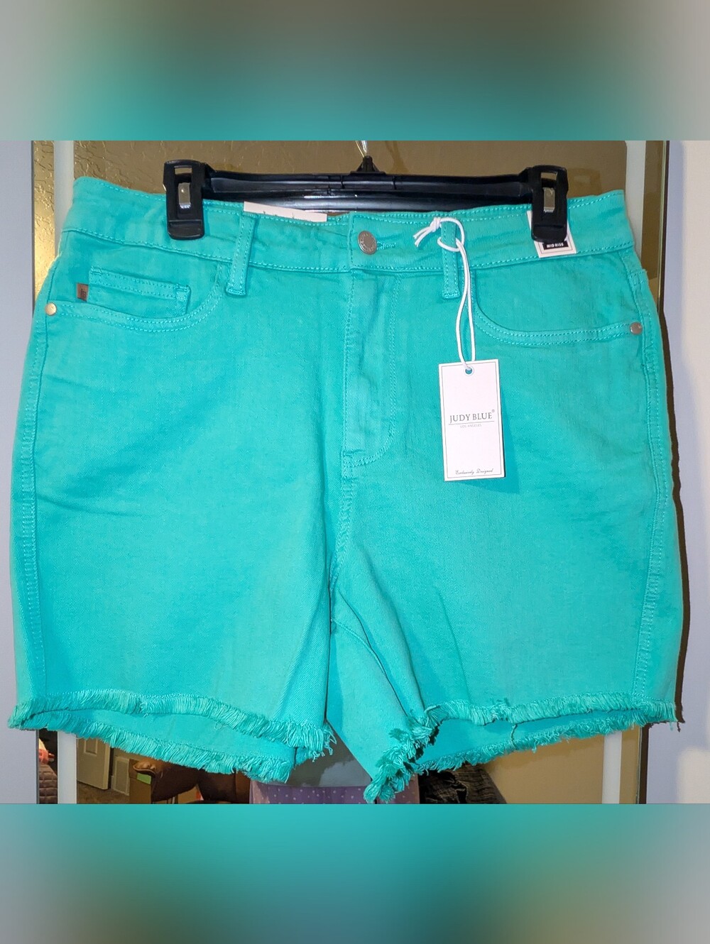 Judy Blue Teal Frayed Hem Women's Shorts